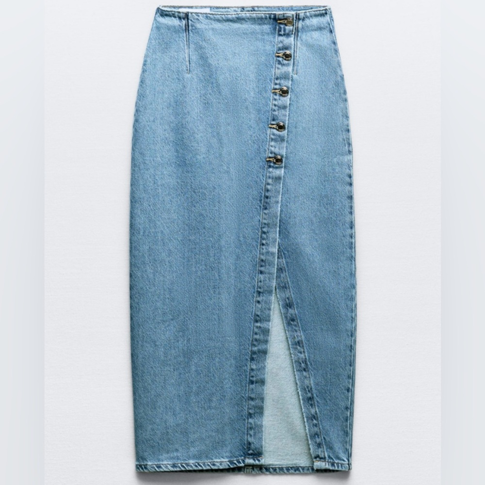 ZARA: CROSSOVER Z1975 DENIM MIDI SKIRT